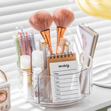 Rotating Clear Desk Organizer with Divided Compartments Spinning Pen Holder for Pens Markers Stationery Office Supplies Style 1