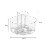 Rotating Clear Desk Organizer with Divided Compartments Spinning Pen Holder for Pens Markers Stationery Office Supplies Style 1