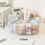 Rotating Clear Desk Organizer with Divided Compartments Spinning Pen Holder for Pens Markers Stationery Office Supplies Style 2