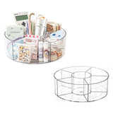 Rotating Clear Desk Organizer with Divided Compartments Spinning Pen Holder for Pens Markers Stationery Office Supplies Style 2