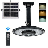 Solar Motion Sensor Light with Remote Control 5 Lighting Modes Wall Mount Hanging LED Light with Timer for Hallway Garage Shed