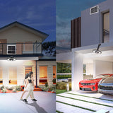 Solar Motion Sensor Light with Remote Control 5 Lighting Modes Wall Mount Hanging LED Light with Timer for Hallway Garage Shed