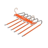 2 Pack Space Saving Pants Hangers 6-Tier Closet Organizer with Rotating Hook for Jeans Trousers Leggings Scarves Orange