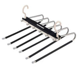 2 Pack Space Saving Pants Hangers 6-Tier Closet Organizer with Rotating Hook for Jeans Trousers Leggings Scarves Black