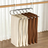 2 Pack Space Saving Pants Hangers 6-Tier Closet Organizer with Rotating Hook for Jeans Trousers Leggings Scarves Black