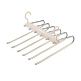 2 Pack Space Saving Pants Hangers 6-Tier Closet Organizer with Rotating Hook for Jeans Trousers Leggings Scarves White