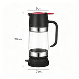 Glass Honey Dispenser Bottle with Press Lid Leak Resistant Syrup Dispenser for Honey Oil Sauce Black