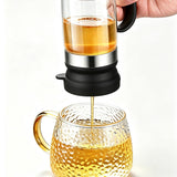Glass Honey Dispenser Bottle with Press Lid Leak Resistant Syrup Dispenser for Honey Oil Sauce Black