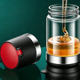 Glass Honey Dispenser Bottle with Press Lid Leak Resistant Syrup Dispenser for Honey Oil Sauce Black