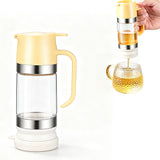 Glass Honey Dispenser Bottle with Press Lid Leak Resistant Syrup Dispenser for Honey Oil Sauce Yellow