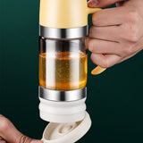 Glass Honey Dispenser Bottle with Press Lid Leak Resistant Syrup Dispenser for Honey Oil Sauce Yellow