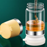 Glass Honey Dispenser Bottle with Press Lid Leak Resistant Syrup Dispenser for Honey Oil Sauce Yellow
