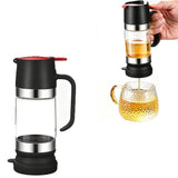 Glass Honey Dispenser Bottle with Press Lid Leak Resistant Syrup Dispenser for Honey Oil Sauce Black