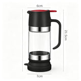 Glass Honey Dispenser Bottle with Press Lid Leak Resistant Syrup Dispenser for Honey Oil Sauce Black
