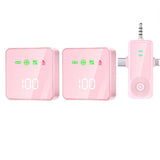 2-in-1 Wireless Lavalier Microphone for iPhone Android Device Lapel Microphones with LED Display for Vlogging Live Streaming Pink