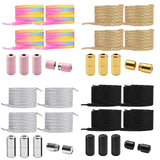 8 Pairs of No Tie Elastic Shoelaces with Metal Lock Quick Slip-On 100cm Flat Stretch Shoelaces Replacement for Running Travel Sports Sneakers