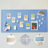 60 x 80cm No Drill Felt Board Wall Bulletin Board with Hook and Loop Strips for Home Office School Photos Notes Postcards Blue