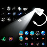 2-in-1 USB Powered Star Projector Galaxy Light Touch Control Dimming Starry Sky Projector Night Light with 12/24/32 Projection Slides