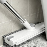 4 in 1 Crevice Floor Cleaning Brush with Squeegee Pick and Long Handle White
