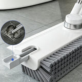 4 in 1 Crevice Floor Cleaning Brush with Squeegee Pick and Long Handle White