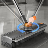 4 in 1 Crevice Floor Cleaning Brush with Squeegee Pick and Long Handle Gray