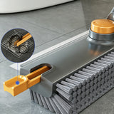 4 in 1 Crevice Floor Cleaning Brush with Squeegee Pick and Long Handle Gray