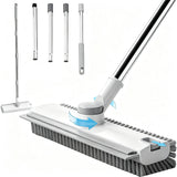 4 in 1 Crevice Floor Cleaning Brush with Squeegee Pick and Long Handle White