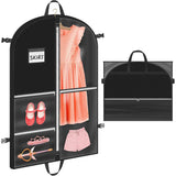 Foldable Garment Bags for Hanging Clothes Nonwoven Storage Bag with Transparent Label Window Hanger Opening Zipper Dust Cover for Suits Coats Dresses Black