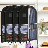 Foldable Garment Bags for Hanging Clothes Nonwoven Storage Bag with Transparent Label Window Hanger Opening Zipper Dust Cover for Suits Coats Dresses Black