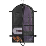 Foldable Garment Bags for Hanging Clothes Nonwoven Storage Bag with Transparent Label Window Hanger Opening Zipper Dust Cover for Suits Coats Dresses Black
