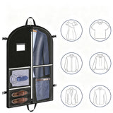 Foldable Garment Bags for Hanging Clothes Nonwoven Storage Bag with Transparent Label Window Hanger Opening Zipper Dust Cover for Suits Coats Dresses Black