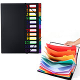 12-Pocket A4 Expanding File Organizer with Elastic Band Closure Rainbow Document Folder with Writable Tabs for School Office Home Black