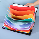12-Pocket A4 Expanding File Organizer with Elastic Band Closure Rainbow Document Folder with Writable Tabs for School Office Home Black