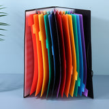 12-Pocket A4 Expanding File Organizer with Elastic Band Closure Rainbow Document Folder with Writable Tabs for School Office Home Black