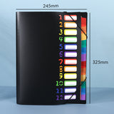 12-Pocket A4 Expanding File Organizer with Elastic Band Closure Rainbow Document Folder with Writable Tabs for School Office Home Black