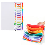 12-Pocket A4 Expanding File Organizer with Elastic Band Closure Rainbow Document Folder with Writable Tabs for School Office Home White