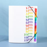 12-Pocket A4 Expanding File Organizer with Elastic Band Closure Rainbow Document Folder with Writable Tabs for School Office Home White