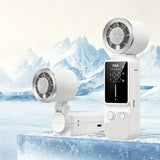 0-199 Speed Adjustable Cooling Hand Fan LED Display Foldable Fan for Handheld Hanging Desktop Use White