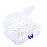Clear Storage Case Bead Jewelry Craft Storage Container with 24 Round Bottles for Beaded Craft Diamond Art Work