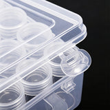 Clear Storage Case Bead Jewelry Craft Storage Container with 24 Round Bottles for Beaded Craft Diamond Art Work