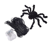 1.2m LED Spider Web Light Halloween Decoration with Plush Spider Toy Battery Powered Hanging Spider Net Lights for Indoor Porch Party Orange