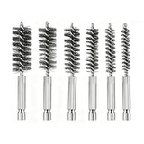 Stainless Steel Pipe Tube Brush Set 8-19mm 1/4" Hex Shank Drill Rust Cleaning Brush Silver
