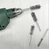 Stainless Steel Pipe Tube Brush Set 8-19mm 1/4" Hex Shank Drill Rust Cleaning Brush Silver