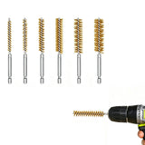 Stainless Steel Pipe Tube Brush Set 8-19mm 1/4" Hex Shank Drill Rust Cleaning Brush Yellow