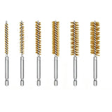 Stainless Steel Pipe Tube Brush Set 8-19mm 1/4" Hex Shank Drill Rust Cleaning Brush Yellow