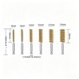 Stainless Steel Pipe Tube Brush Set 8-19mm 1/4" Hex Shank Drill Rust Cleaning Brush Yellow