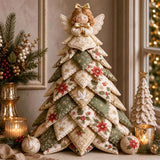 Christmas DIY Felt Sewing Kit Applique Quilted Patchwork Pre-Cut Craft Kit Table Shelf Decor with 2D Flat Topper Angel