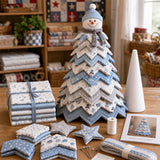 Christmas DIY Felt Sewing Kit Applique Quilted Patchwork Pre-Cut Craft Kit Table Shelf Decor with 2D Flat Topper Snowman
