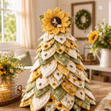 Christmas DIY Felt Sewing Kit Applique Quilted Patchwork Pre-Cut Craft Kit Table Shelf Decor with 2D Flat Topper Sunflower