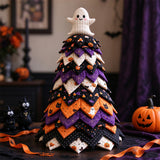 DIY Halloween Quilt Applique Kit Quilted Patchwork Pre-Cut Fabric Sewing Craft with 2D Flat Topper Patchwork Tree